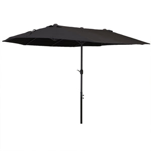 Parasol de jardin exterieur parasol double rectangulaire 4,6L x 2,7l x 2,4H m avec ouverture fermeture manivelle, cadre en acier, toile 180 g/m², parasol pour balcon, piscine, noir
