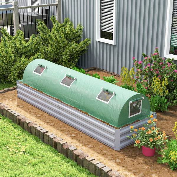 Mini Serre de Jardin mini serre tunnel à tomates 300 x 80 x 45 cm Acier PE Haute densité 140 g/m² Anti-UV 5 portes en filet enroulables vert