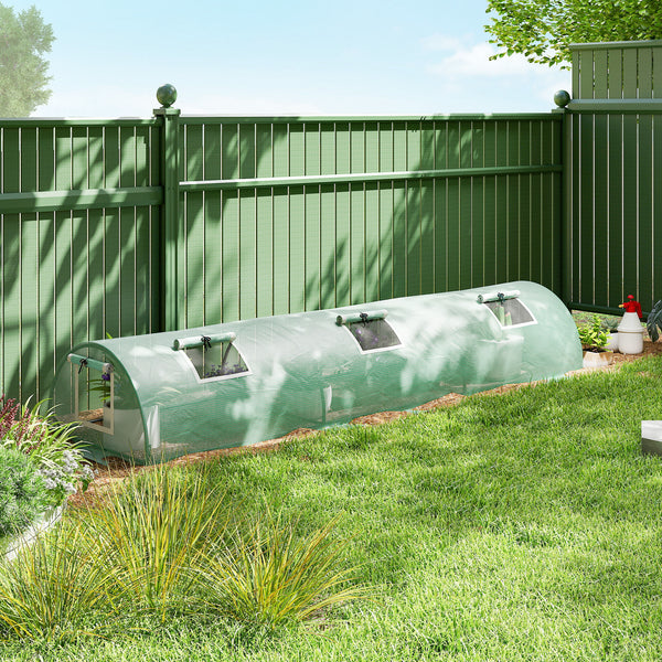 Mini Serre de Jardin mini serre tunnel à tomates 300 x 80 x 45 cm Acier PE Haute densité 140 g/m² Anti-UV 5 portes en filet enroulables vert