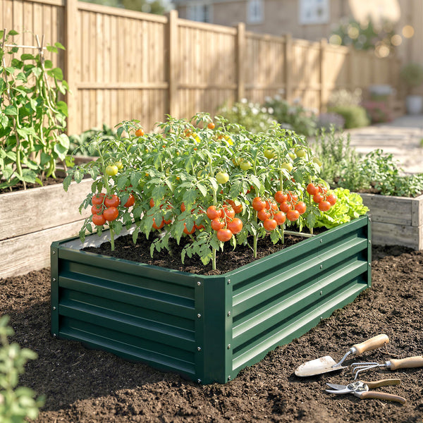Carré potager de jardin 120 x 60 x 30,5 cm acier galvanisée vert foncé