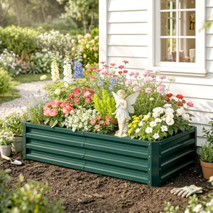 Carré potager de jardin 120 x 60 x 30,5 cm acier galvanisée vert foncé