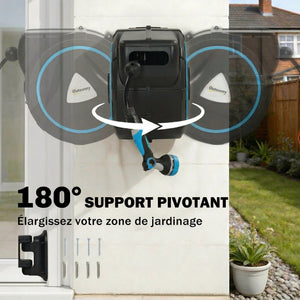 Enrouleur Tuyau Arrosage Mural Automatique 23+2m - Dévidoir Automatique Pistolet d'Arrosage 10+2 Modes - Solution d'Irrigation Rétractable et Flexible pour Jardin, Nettoyage Voiture, Bleu