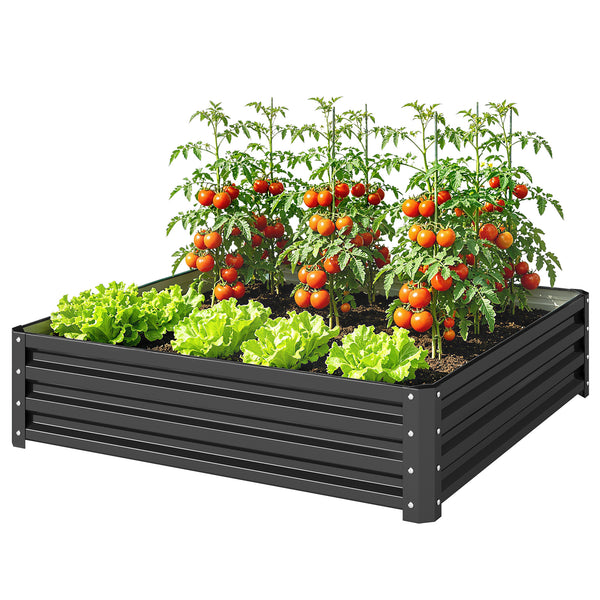 Carré potager de jardin potager surélevé, bac potager en acier galvanisé, jardinière exterieur résistant à la rouille 120x120x30cm, pour légumes, fleurs et herbes jardin, gris