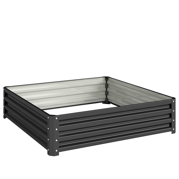 Carré potager de jardin potager surélevé, bac potager en acier galvanisé, jardinière exterieur résistant à la rouille 120x120x30cm, pour légumes, fleurs et herbes jardin, gris