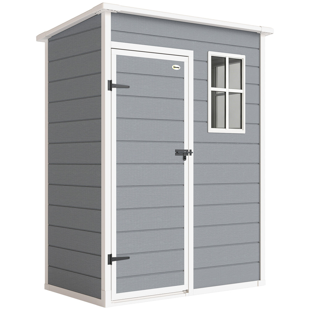 Abri de jardin 1,14 m² cabane de jardin pour outils - porte verrouillable, aération et fenêtre - dim. 151L x 92l x 193H cm  - plastique, gris