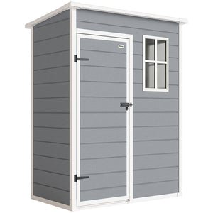 Abri de jardin 1,14 m² cabane de jardin pour outils - porte verrouillable, aération et fenêtre - dim. 151L x 92l x 193H cm  - plastique, gris