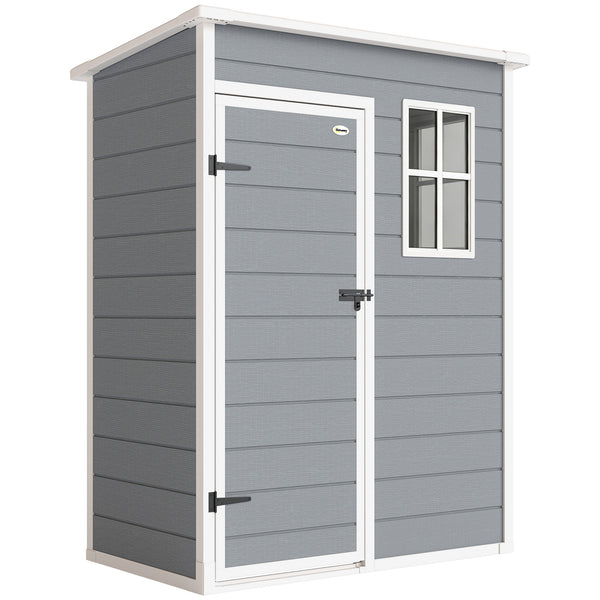Abri de jardin 1,14 m² cabane de jardin pour outils - porte verrouillable, aération et fenêtre - dim. 151L x 92l x 193H cm  - plastique, gris