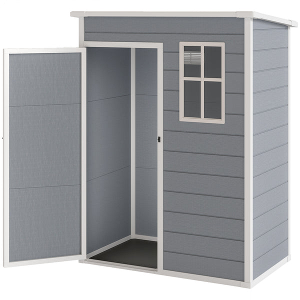 Abri de jardin 1,14 m² cabane de jardin pour outils - porte verrouillable, aération et fenêtre - dim. 151L x 92l x 193H cm  - plastique, gris