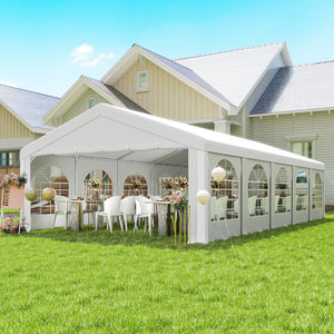 Tente de réception 5x10m, barnum 5 compartiments, protection UV 40+ et structure renforcée en acier galvanisé - tonnelle de jardin, chapiteau 10 parois amovibles pour fête et mariage, blanc