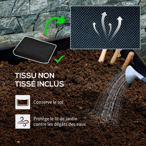 Jardinière sur roulettes - jardinière rectangulaire - inserts d'irrigation, feutre de drainage inclus - noir