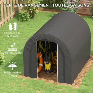 Abri de jardin tente de rangement extérieur abri de vélo garage pour vélo bâche en PE cadre en métal galvanisé dim. 2,4 x 1,8 x 1,9 m gris foncé