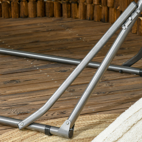 Hamac de jardin pliable étendoir à linge avec support incurvé en métal époxy hamac sur pied 1 place charge max. 120 Kg dim. 270L x 100l x 94Hcm