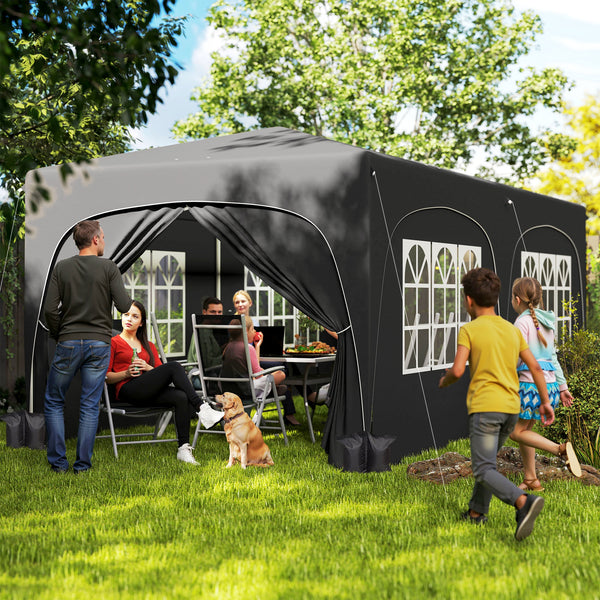 Tonnelle de jardin extérieure 3 x 6 m, tonnelle pliante pop up, hauteur réglable, sac de transport et sacs de sable, protection UPF50+, barnum pliant pour camping, festival, patio, gris foncé