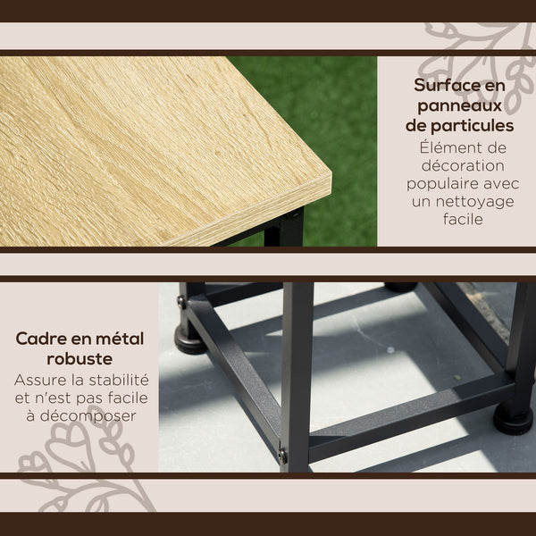 Lot de 3 supports pot de fleurs porte-plantes carrées empilables - 21 x 21 x 50/70/90 cm - acier