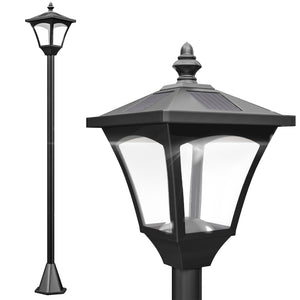 Luminaire extérieur lampadaire sur pied solaire lampadaire lanterne classique LED 30 Lm dim. 15L x 15l x 120H cm noir