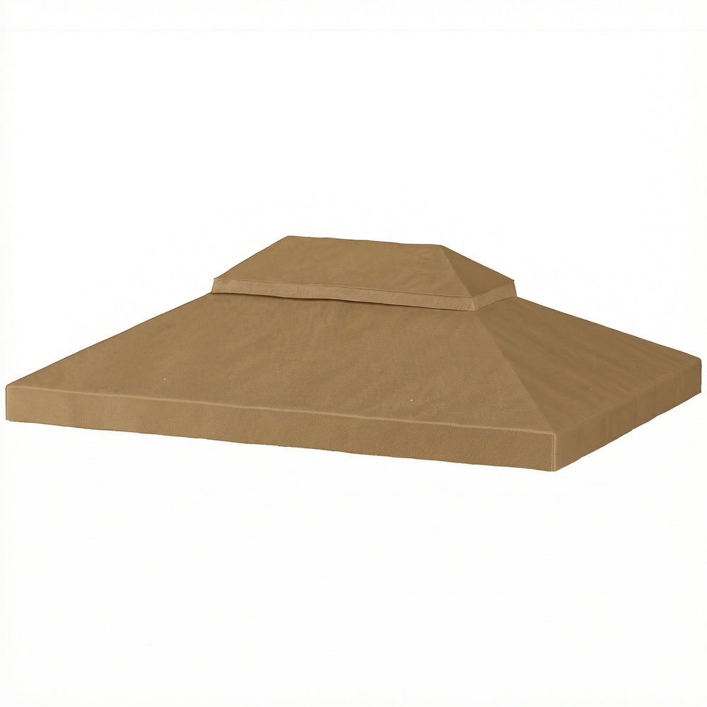 Toile de rechange pour pavillon toile de tonnelle 4 x 3 m, toit double avec trous de drainage, polyester haute densité 370 g/m², protection solaire UPF30+, TOILE INCLUS UNIQUEMENT, beige