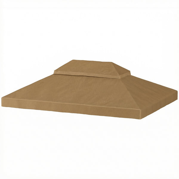 Toile de rechange pour pavillon toile de tonnelle 4 x 3 m, toit double avec trous de drainage, polyester haute densité 370 g/m², protection solaire UPF30+, TOILE INCLUS UNIQUEMENT, beige