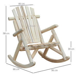 Fauteuil de Jardin Adirondack à Bascule Rocking Chair Style néo-rétro Assise Dossier Ergonomique Bois Naturel de pin