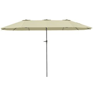 Parasol de jardin extérieur, parasol double rectangulaire 4 x 2,2 x 2,3 m avec ouverture fermeture manivelle, toile 180 g/m² pour balcon, piscine, terrasse, crème