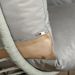 Fauteuil œuf Suspendu balancelle Pliante avec Coussin et Support Usage intérieur extérieur métal corde en polypropylène dim. 110L x 100l x 188H cm gris
