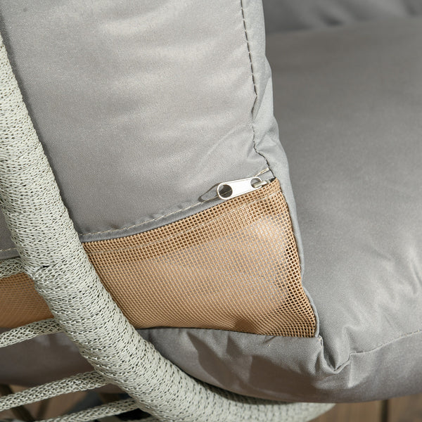 Fauteuil œuf Suspendu balancelle Pliante avec Coussin et Support Usage intérieur extérieur métal corde en polypropylène dim. 110L x 100l x 188H cm gris