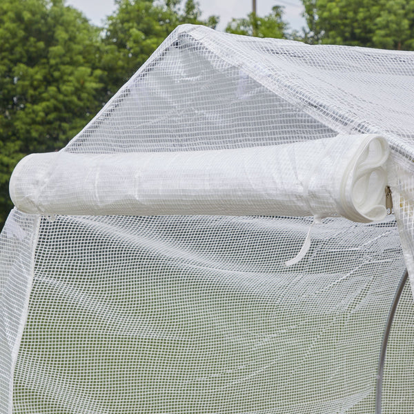 Serre tunnel de jardin 8m², serre de jardin tunnel 400x200x200cm avec 1 portes et 6 fenêtres, pour extérieur, toutes saisons, légumes, fruits, fleurs, bâche PE haute densité 140 g/m² blanc