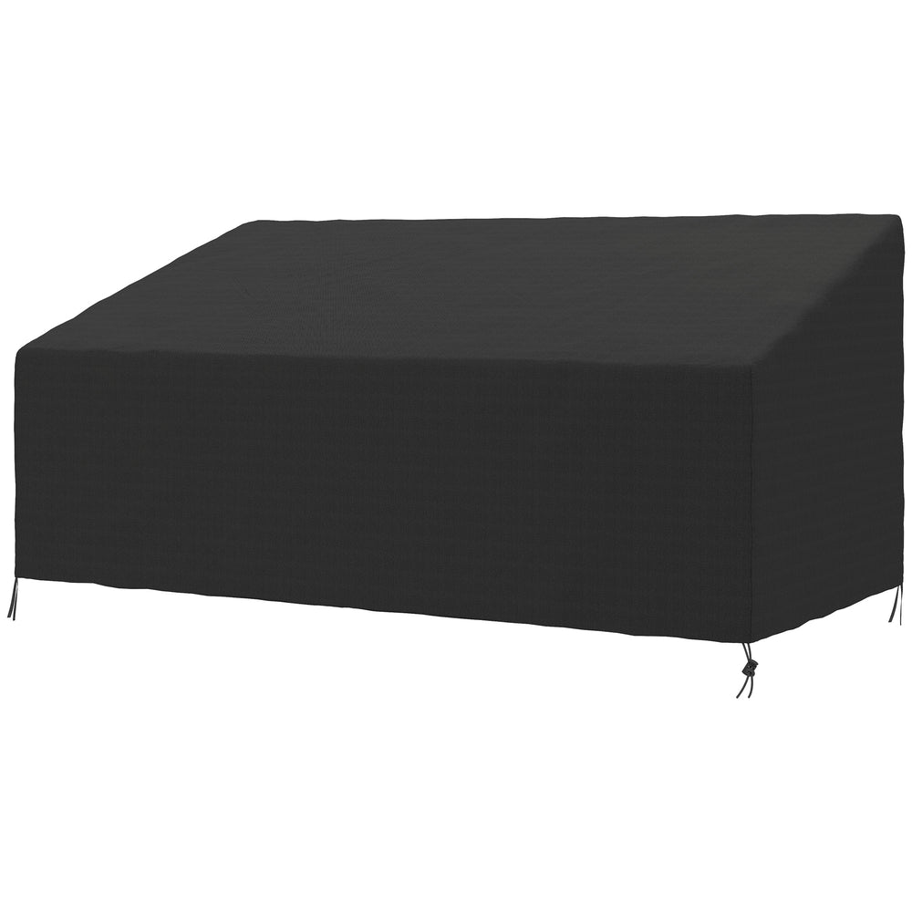 Housse de canapé exterieur imperméable 3 places, housse de banc de jardin 600D tissu oxford, bache de canapé extérieur pour balcon, terrasse, 218 x 111 x 63/101 cm, noir