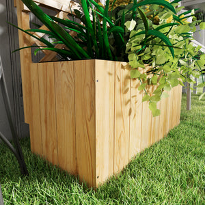 Jardinière avec treillis lit surélevé de jardin potager sur pied en bois avec étagères, trous de drainage et doublure, bac à fleurs pot de plantes pour balcon terrasse patio, naturel