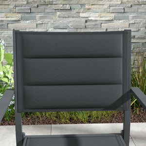 Ensemble de 4 chaises de jardin empilables en aluminium et textilène avec accoudoirs, lot de 4 pièces pour extérieur, gris