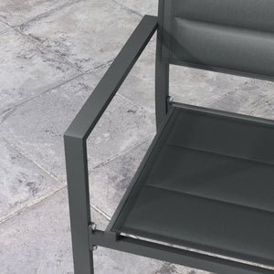 Ensemble de 4 chaises de jardin empilables en aluminium et textilène avec accoudoirs, lot de 4 pièces pour extérieur, gris