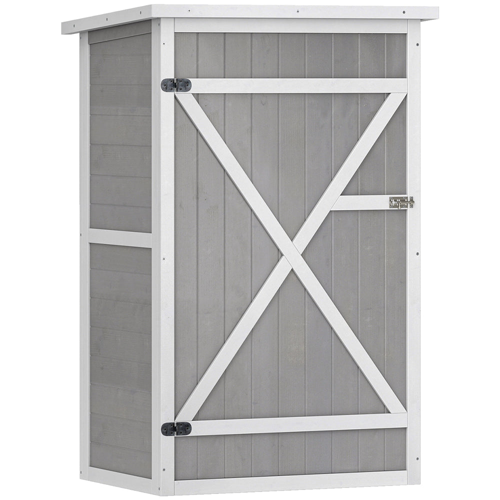 Armoire abri de Jardin Remise pour Outils Bois de Sapin pré-huilé Toit bitumé incliné - Grande Porte verrouillable loquet - 2 étagères - dim. 75L x 56l x 115H cm