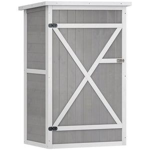 Armoire abri de Jardin Remise pour Outils Bois de Sapin pré-huilé Toit bitumé incliné - Grande Porte verrouillable loquet - 2 étagères - dim. 75L x 56l x 115H cm