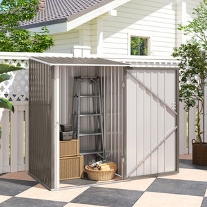 Abri de Jardin 1m² - Remise pour Outils - cabanon Porte verrouillable - dim. 1L x 1,03l x 1,6H m - tôle d'acier ondulée marron et blanc