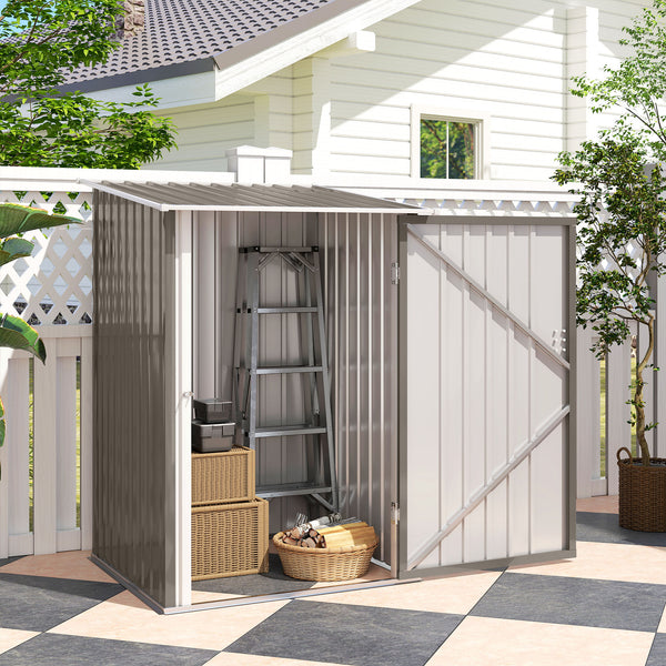 Abri de Jardin 1m² - Remise pour Outils - cabanon Porte verrouillable - dim. 1L x 1,03l x 1,6H m - tôle d'acier ondulée marron et blanc