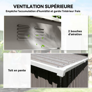 Abri de Jardin en Métal 1,37m² 163x90x179cm, Acier Galvanisé - Armoire de Jardin Adossable avec 2 Grilles d'Aération et Toit Incliné Anti-UV - Cabanon de Stockage pour Outils, Gris Clair
