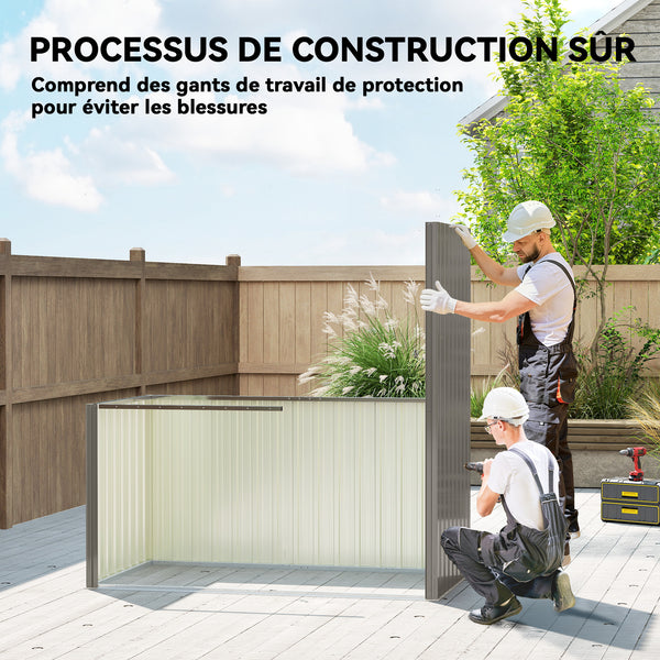 Abri de Jardin en Métal 1,37m² 163x90x179cm, Acier Galvanisé - Armoire de Jardin Adossable avec 2 Grilles d'Aération et Toit Incliné Anti-UV - Cabanon de Stockage pour Outils, Gris Clair