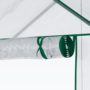 Serre de jardin avec étagères 3 niveaux, serre de balcon, bâche renforcée, châssis en acier, porte zippée enroulable, pour légumes plantes fleurs, intérieur et extérieur, 142x73x195cm, vert
