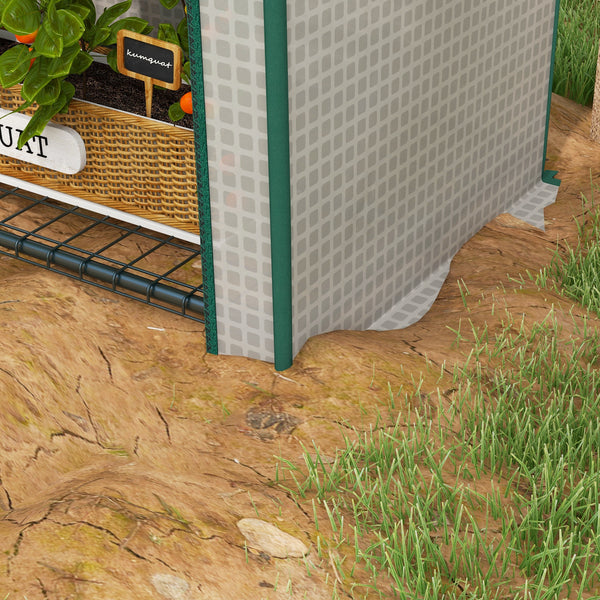 Serre de jardin PE avec étagères 4 niveaux, serre de balcon, bâche renforcée 130 g/m², châssis en acier, porte zippée enroulable, pour légumes plantes fleurs, 80 x 50 x 160 cm, blanc