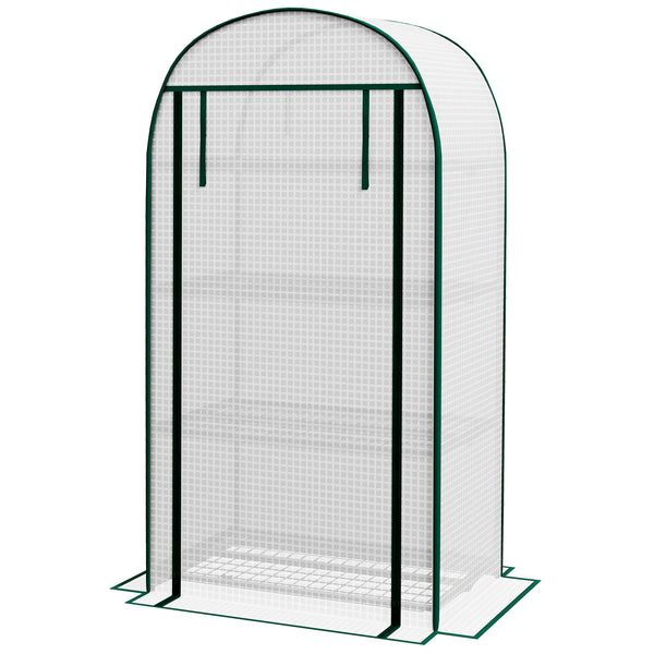 Serre de jardin PE avec étagères 4 niveaux, serre de balcon, bâche renforcée 130 g/m², châssis en acier, porte zippée enroulable, pour légumes plantes fleurs, 80 x 50 x 160 cm, blanc