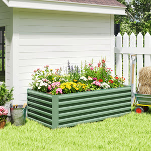 Jardinière surélevée en acier galvanisé, lit de jardin avec fond ouvert, carré potager de jardin pour légumes, fruits, fleurs, 180 x 90 x 57,5 cm, vert clair