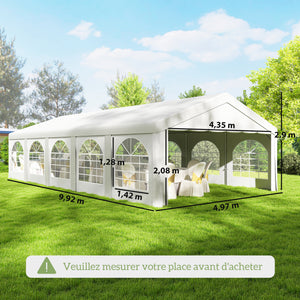 Tente de réception 5x10m, barnum 5 compartiments, protection UV 40+ et structure renforcée en acier galvanisé - tonnelle de jardin, chapiteau 10 parois amovibles pour fête et mariage, blanc