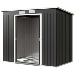Abri de jardin en acier galvanisé L 2,77 m² avec kit de fondation 213 x 130 x 172 cm, cabane de jardin cabanon rangement outils portes coulissantes verrouillables et aérations, gris foncé