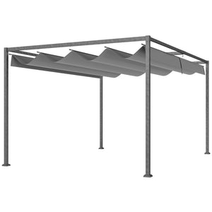 Pergola coulissante pergola rétractable 4 x 3 m structure métal époxy anticorrosion toile polyester haute densité 180 g/m² incluse gris foncé