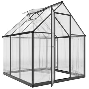 Serre de jardin en aluminium polycarbonate 3 ㎡ 178x168cm, serre avec fenêtre réglable porte battante, abri extérieur résistant aux intempéries pour plante fleur potager semis, transparent