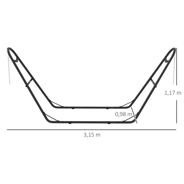 Support de Hamac pour 2 Personnes, Cadre de Hamac en Métal Portable et Réglable, Résistante aux Intempéries, pour Hamacs de 2,75 à 4,3m, Capacité de 250 kg, Noir