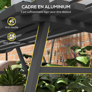 Banc de jardin banquette extérieur 2 Places Assise Dossier à Lattes, en aluminium, dim. 123L x 67l x 79H cm, gris