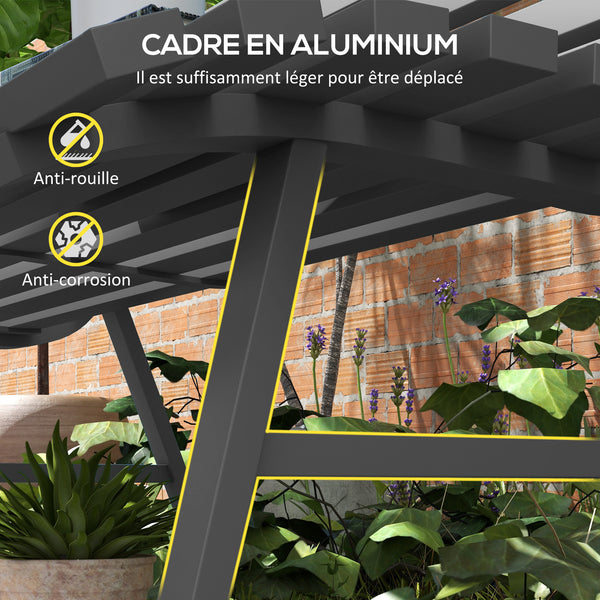 Banc de jardin banquette extérieur 2 Places Assise Dossier à Lattes, en aluminium, dim. 123L x 67l x 79H cm, gris