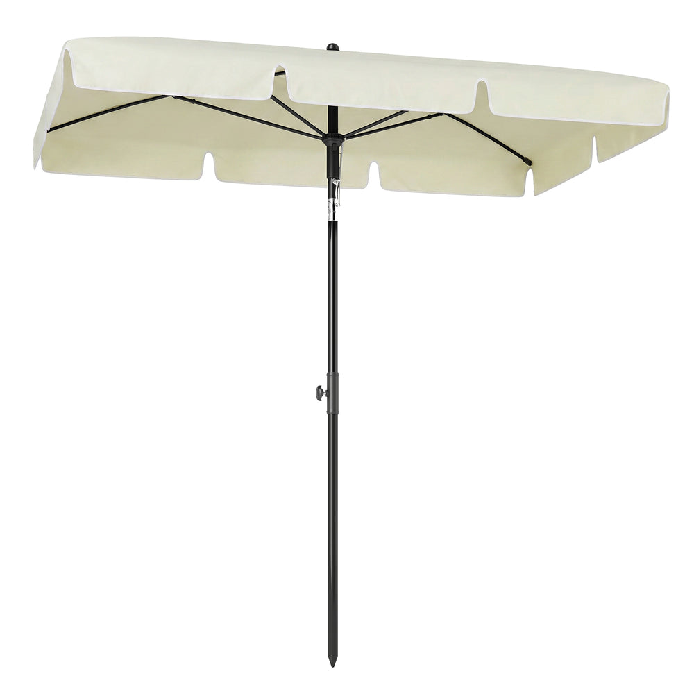Parasol de jardin Parasol droit rectangulaire inclinable alu métal polyester haute densité 2 x 1,3 m beige clair