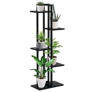 Étagère à fleurs en acier 5 niveaux intérieur et extérieur, support de plantes, étagère à plantes pour jardin, balcon, salon, chambre, 40 x 22 x 113 cm, noir