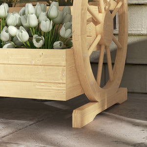 Jardinière sur Pieds carré Potager 3 étages Style Rustique Chic avec 2 roues Charrette Bois Sapin, trous de drainage, dim. 62L x 61l x 57H cm Bois naturel